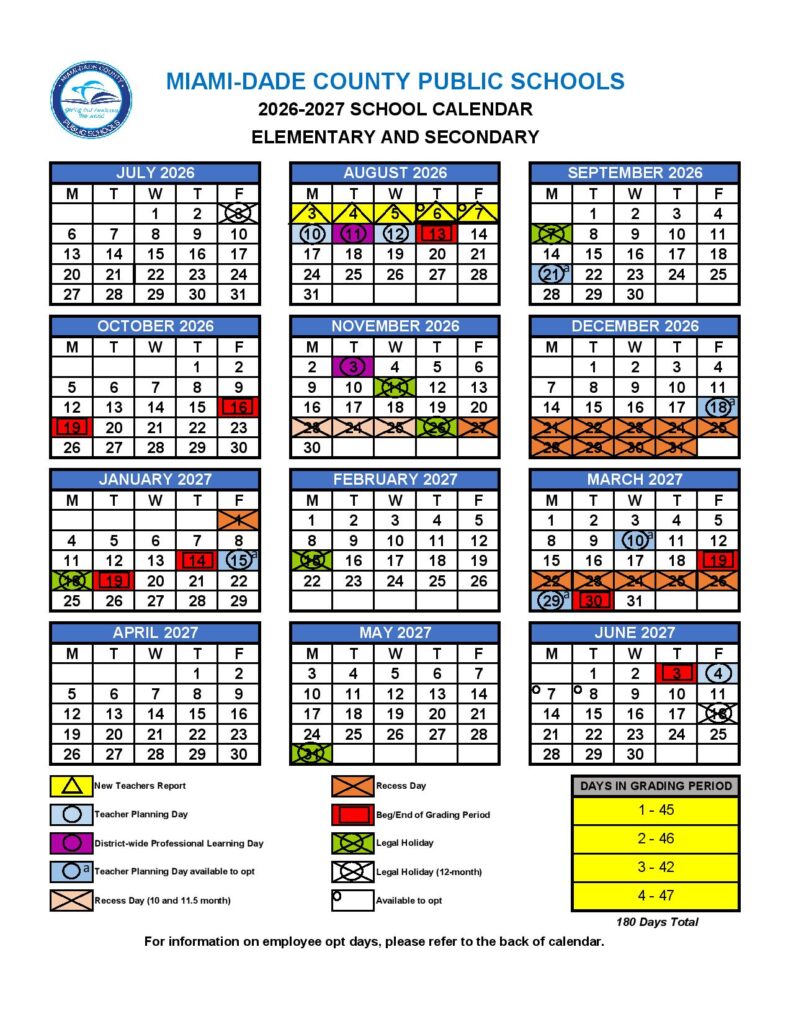Miami Dade School Calendar 2026-2027