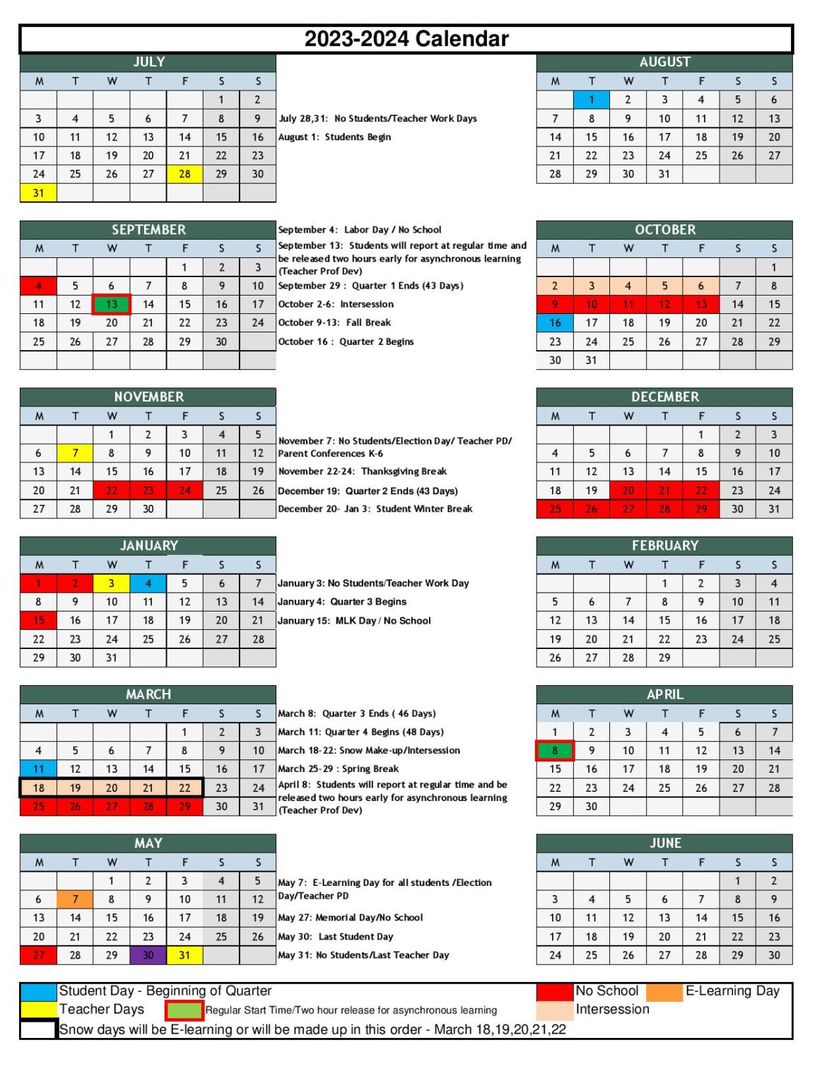 New Albany Floyd County Schools Calendar 20232024 in PDF
