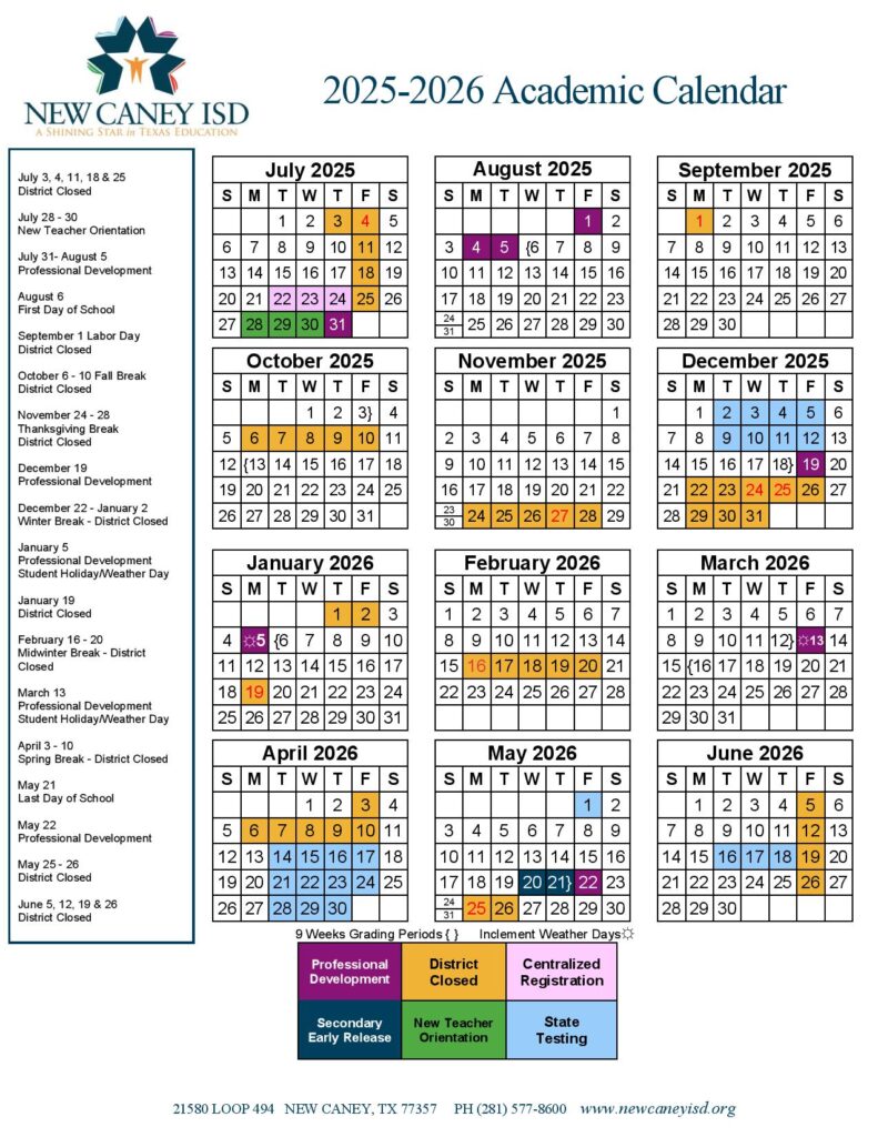 New Caney Independent School District Calendar 2025