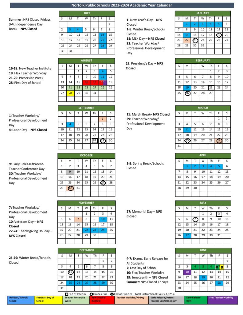 Norfolk Public Schools Calendar 20252025 Holidays PDF