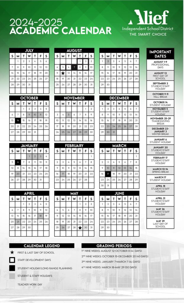 Alief Independent School District Calendar 2025-2026