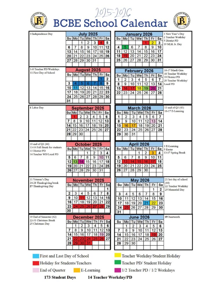 Baldwin County Public Schools Calendar 20252026 in PDF School