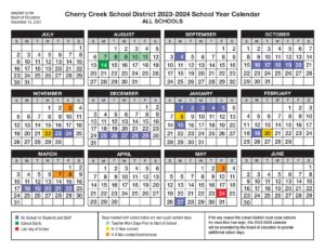Cherry Creek School District Calendar 2023 2024 in PDF