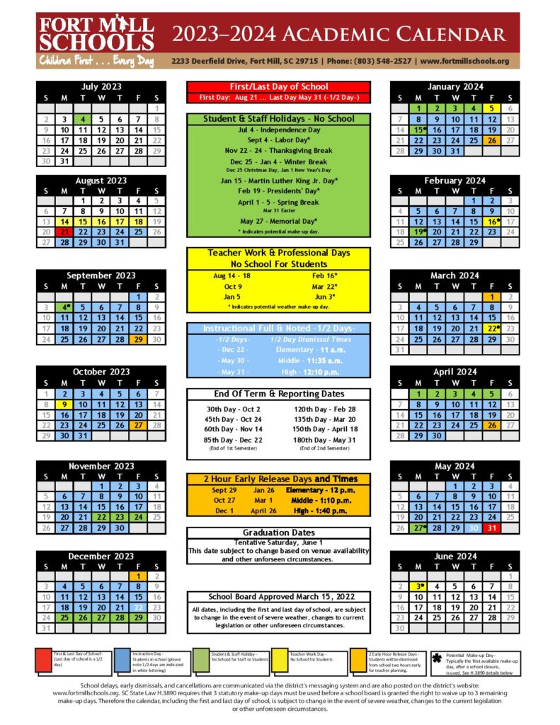 Fort Mill School District Calendar