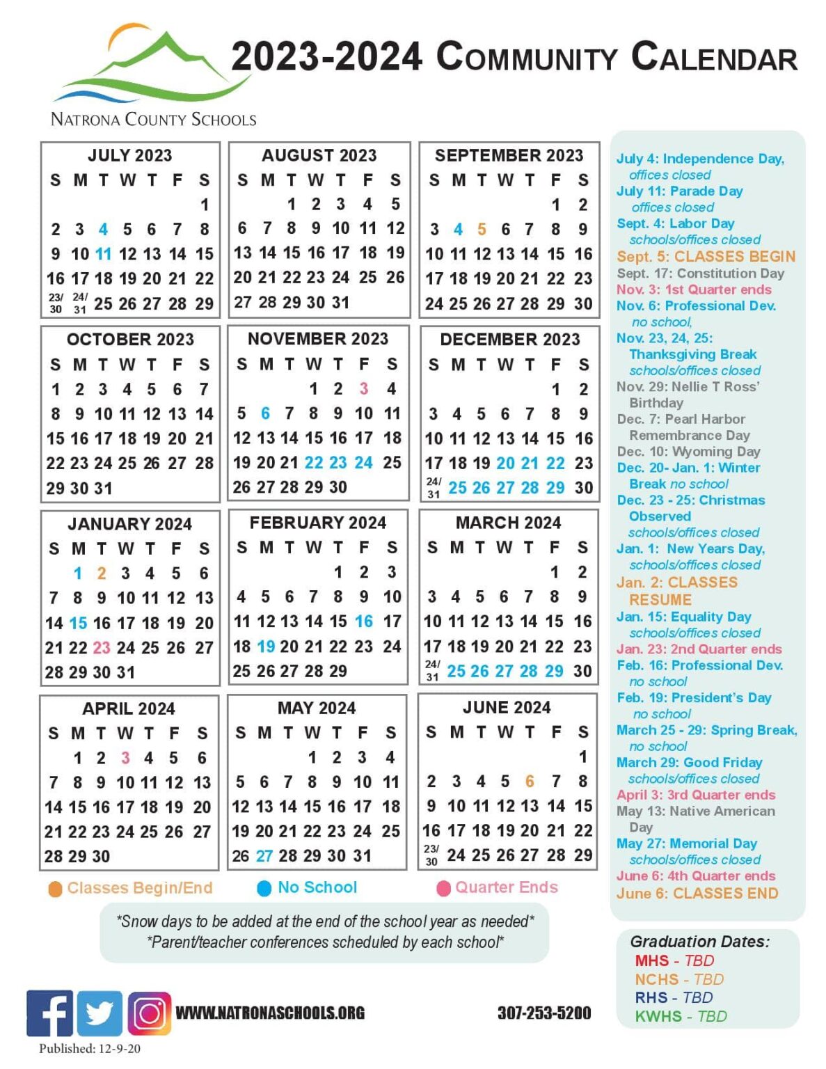 Natrona County School District 1 Calendar 20232024 School Calendar Info