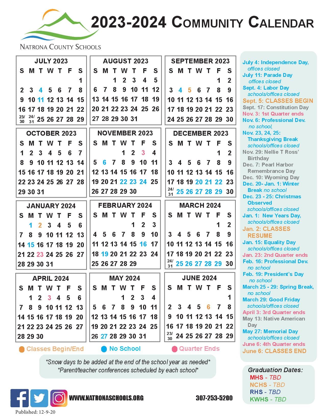 Natrona County School District 1 Calendar 20232024