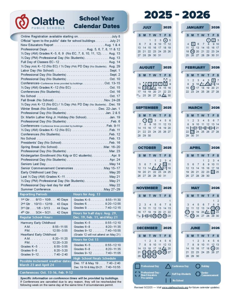 Olathe Unified School District Calendar 2025