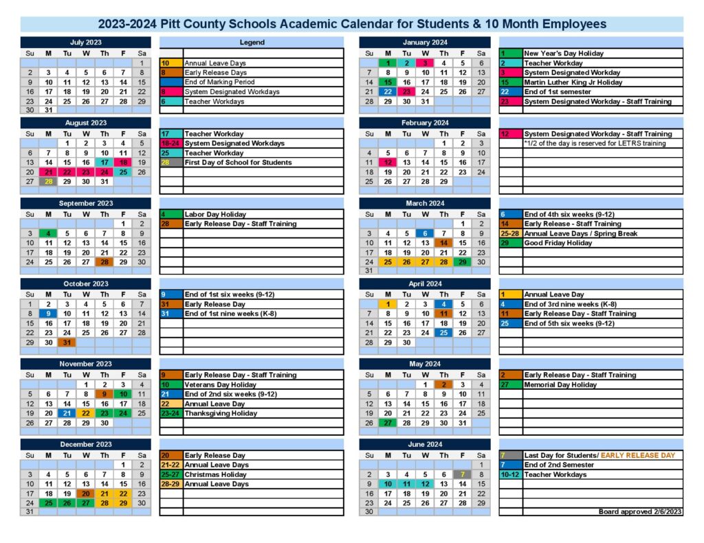 Pitt County Schools Calendar