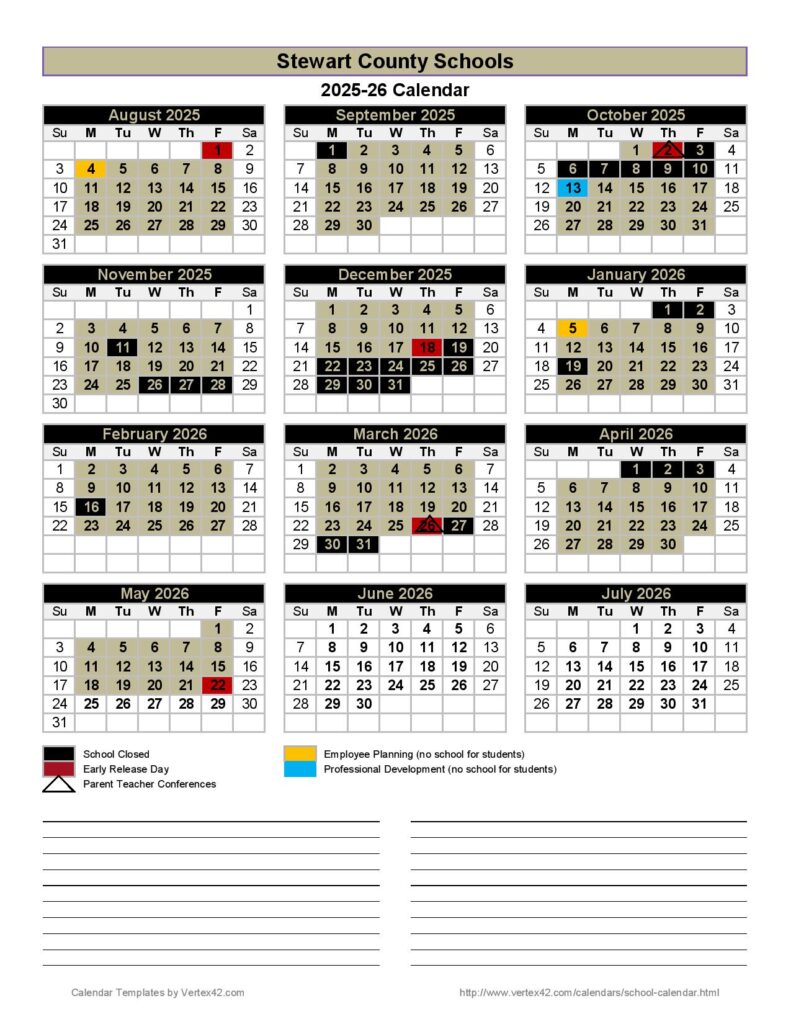 Stewart County Schools Calendar 2025