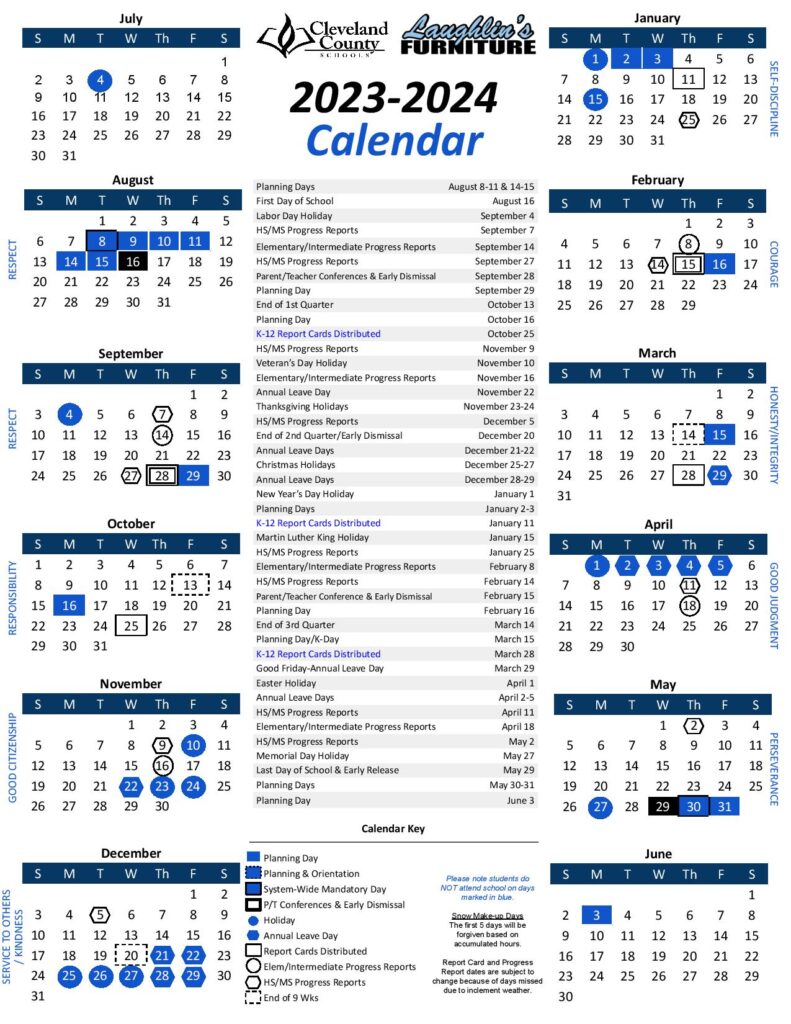 Cleveland County Schools Calendar