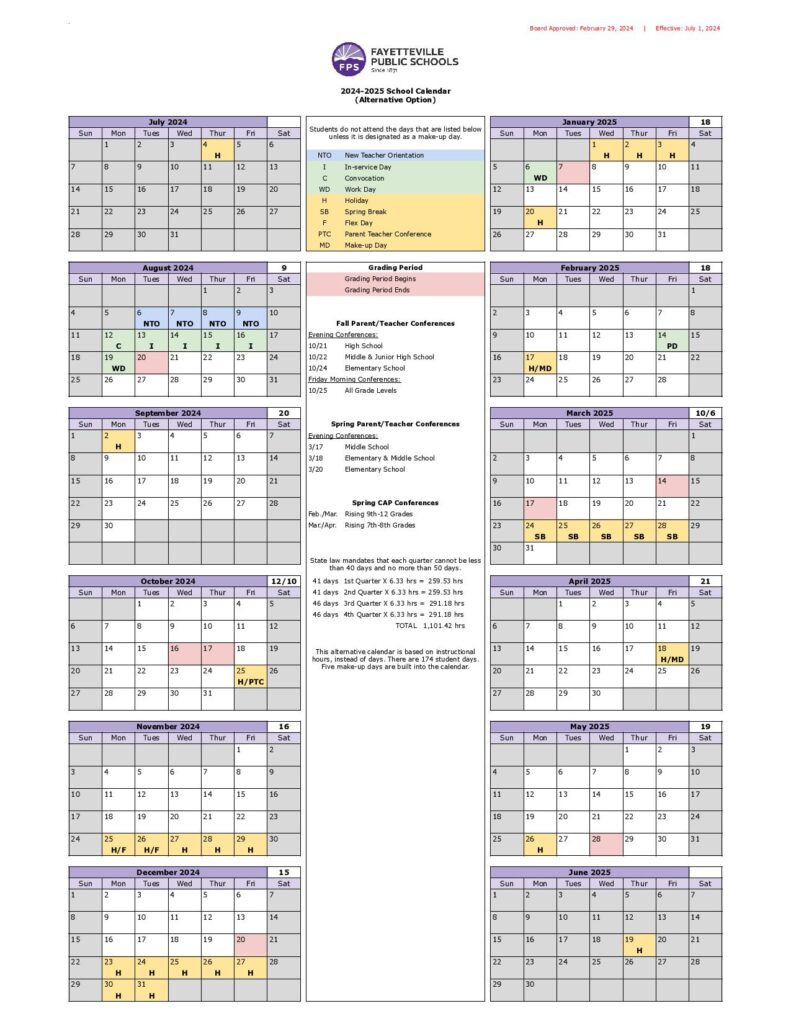 Fayetteville Public Schools Calendar