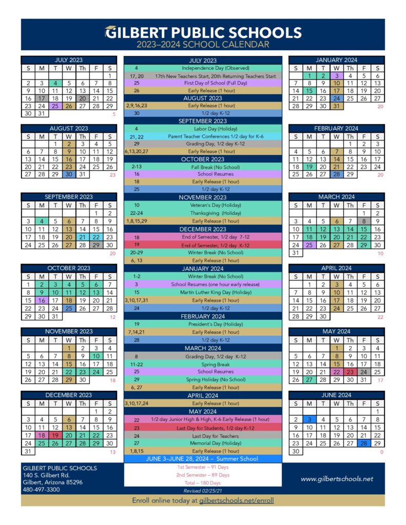 Gilbert Public Schools Calendar