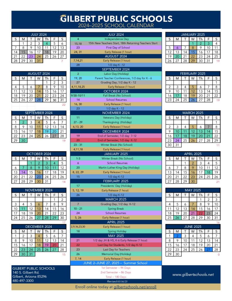 Gilbert Public Schools Calendar