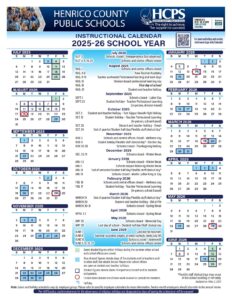 Henrico County Public Schools Calendar 2025-2026 in PDF - School