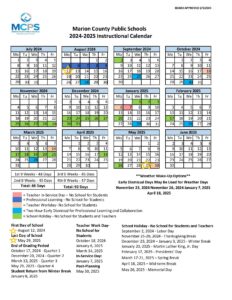 Marion County Public Schools Calendar 2025 2026 in PDF