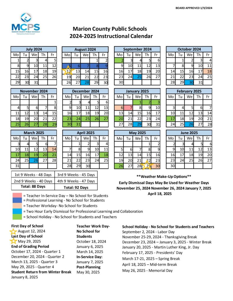 Marion County Public Schools Calendar