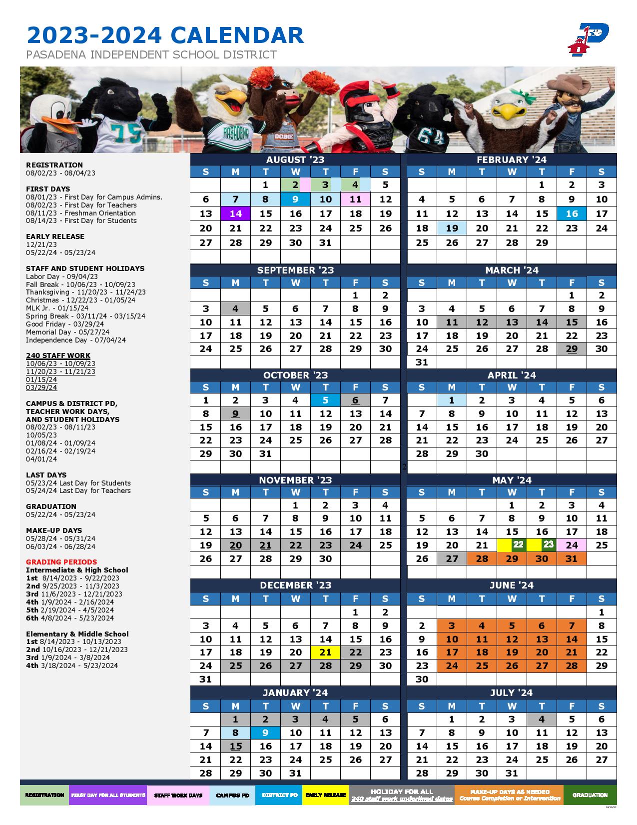 Pasadena Independent School District Calendar 20232024