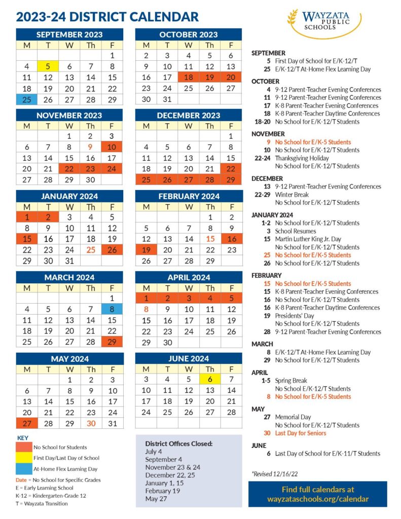 Wayzata Public Schools Calendar