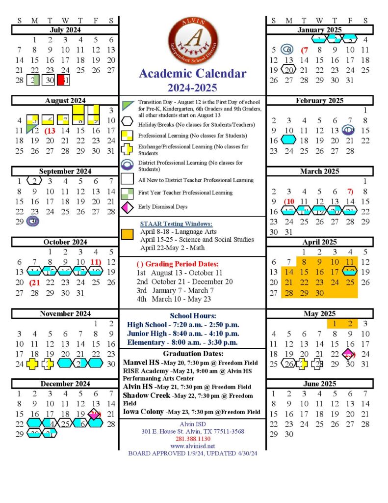 Alvin ISD Calendar