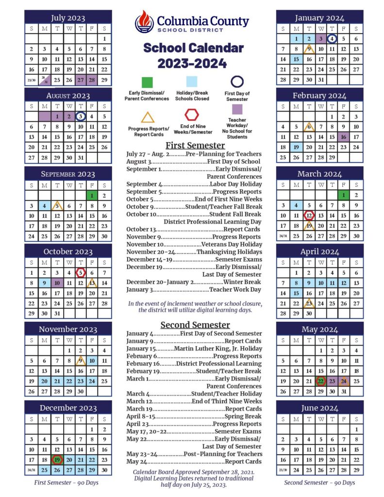 Columbia County School District Calendar