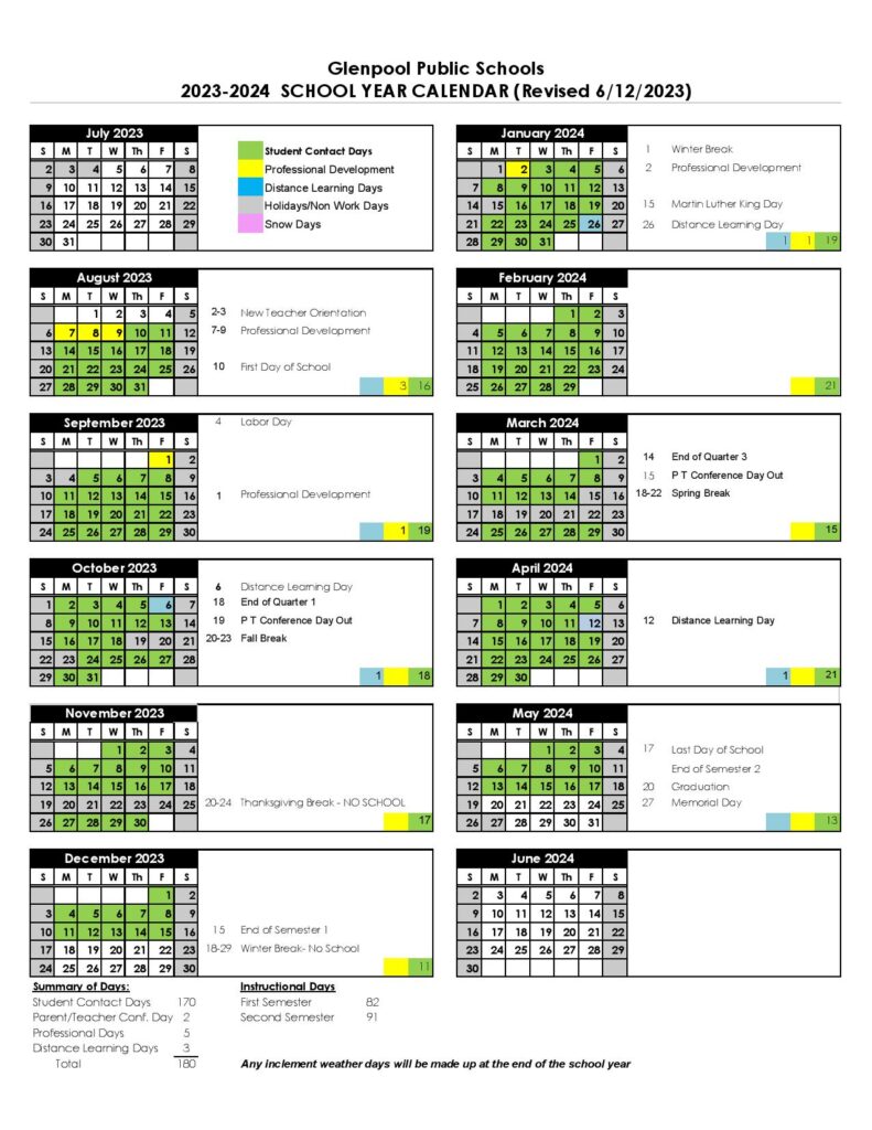 Glenpool Public Schools Calendar