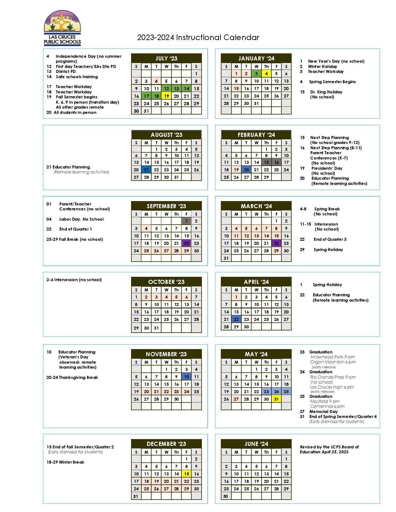 Las Cruces Public Schools Calendar 20232024