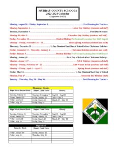 Murray County Schools Calendar 2023 2024 in PDF