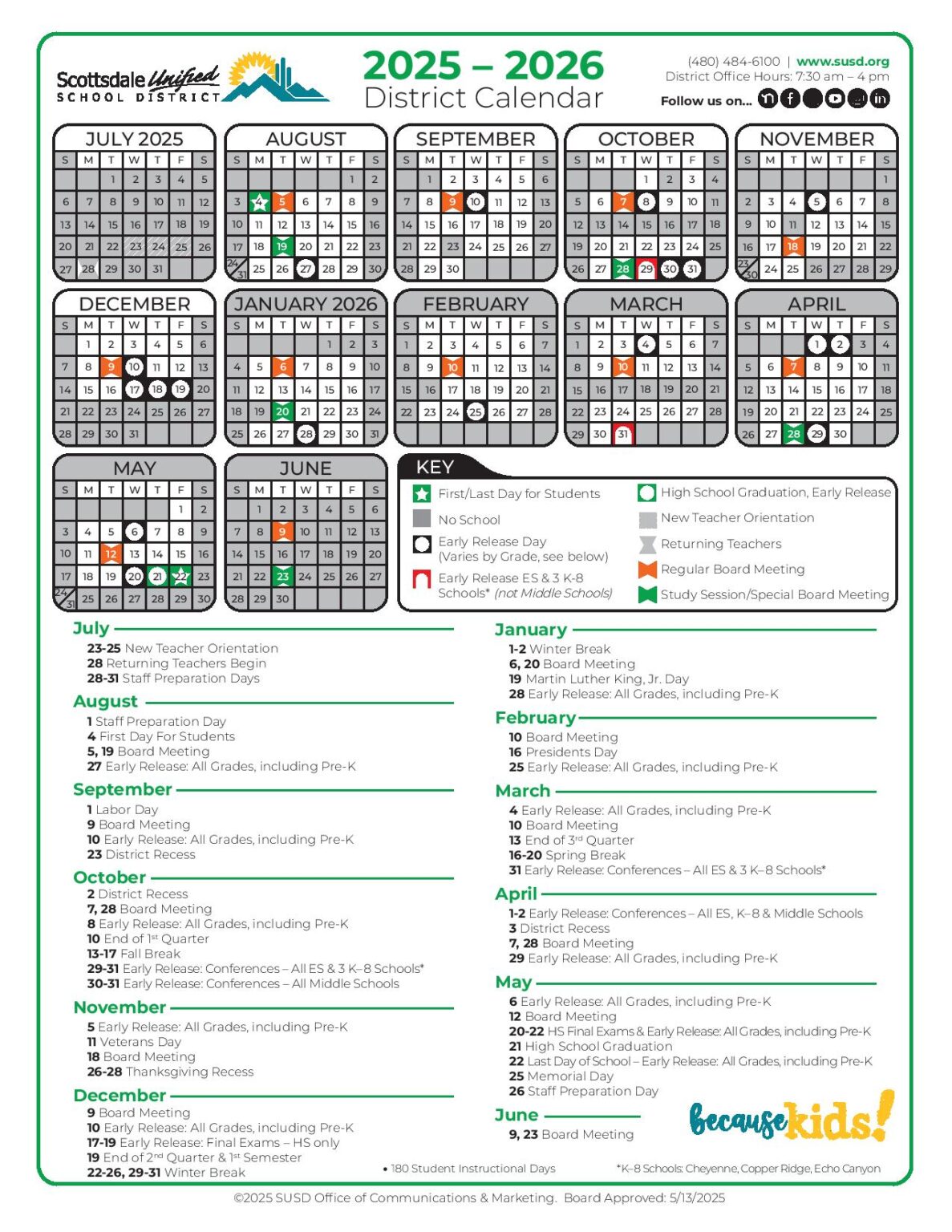 Scottsdale Unified School District Calendar 2025 2026 in PDF School Scottsdale Unified School District Calendar 2025 2026 in PDF School