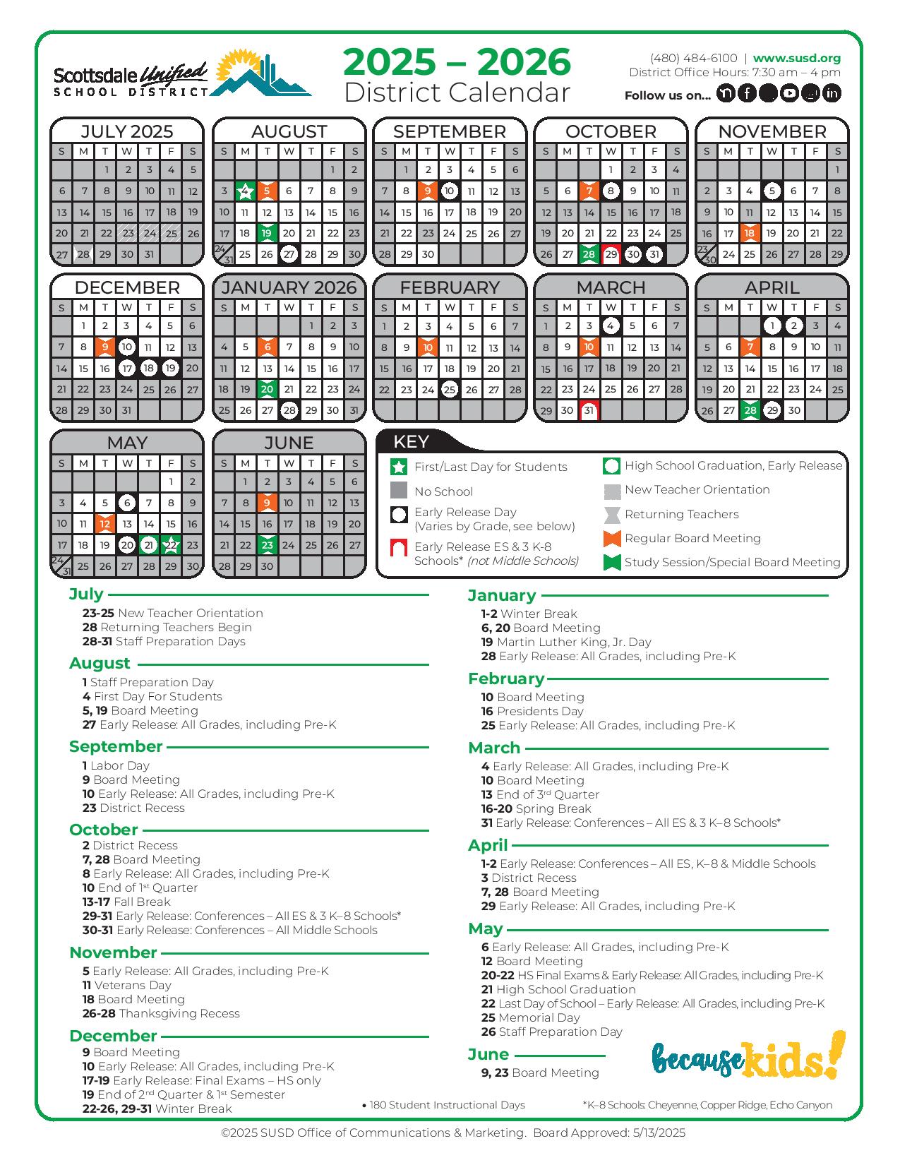 Scottsdale Unified School District Calendar 2025 2026 in PDF School Scottsdale Unified School District Calendar 2025 2026 in PDF School