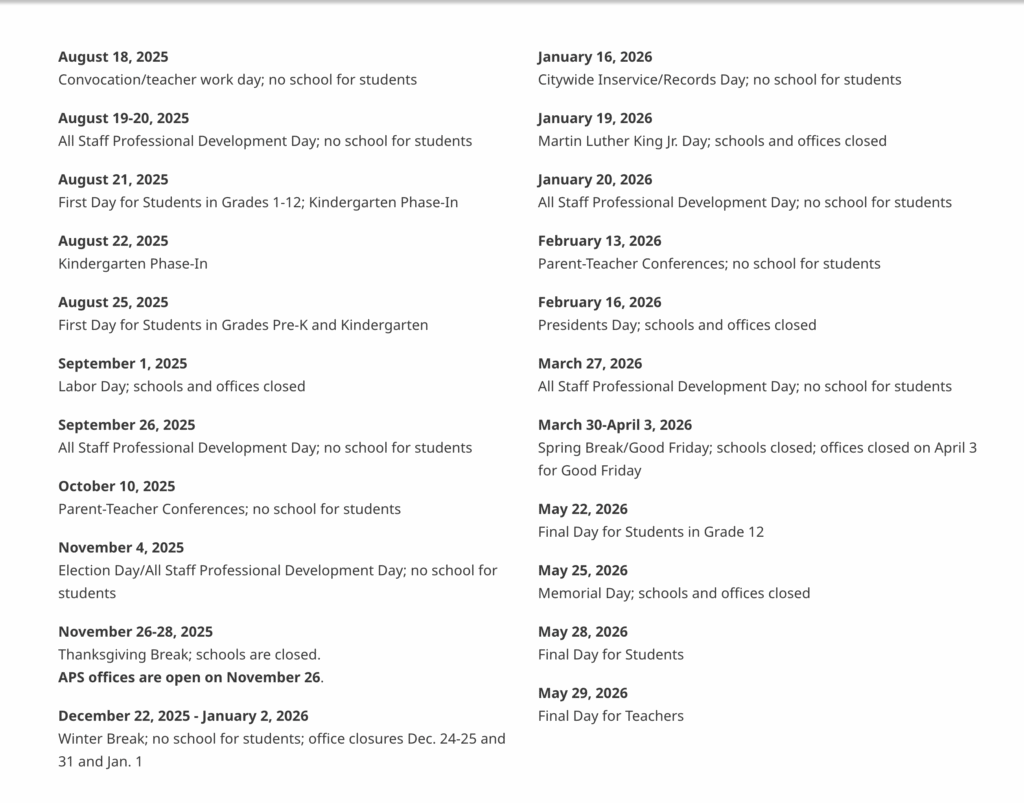 Akron Public Schools Calendar 2025-2026