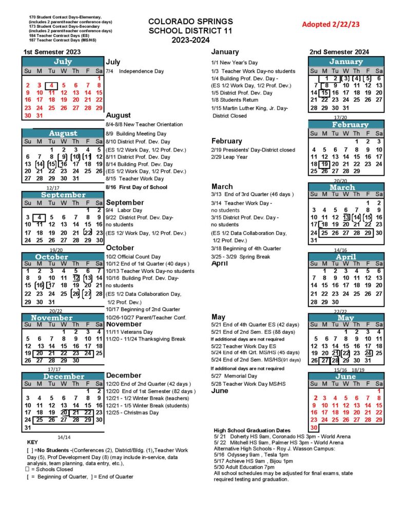 Christmas 2024 Colorado Springs Schedule Cristi Amandie   Colorado Springs School District 11 Calendar 791x1024 