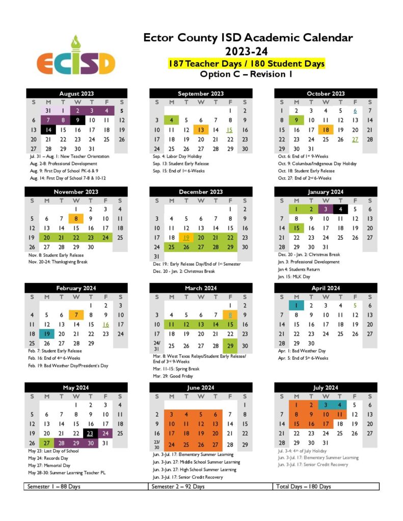 Ector County Independent School District Calendar