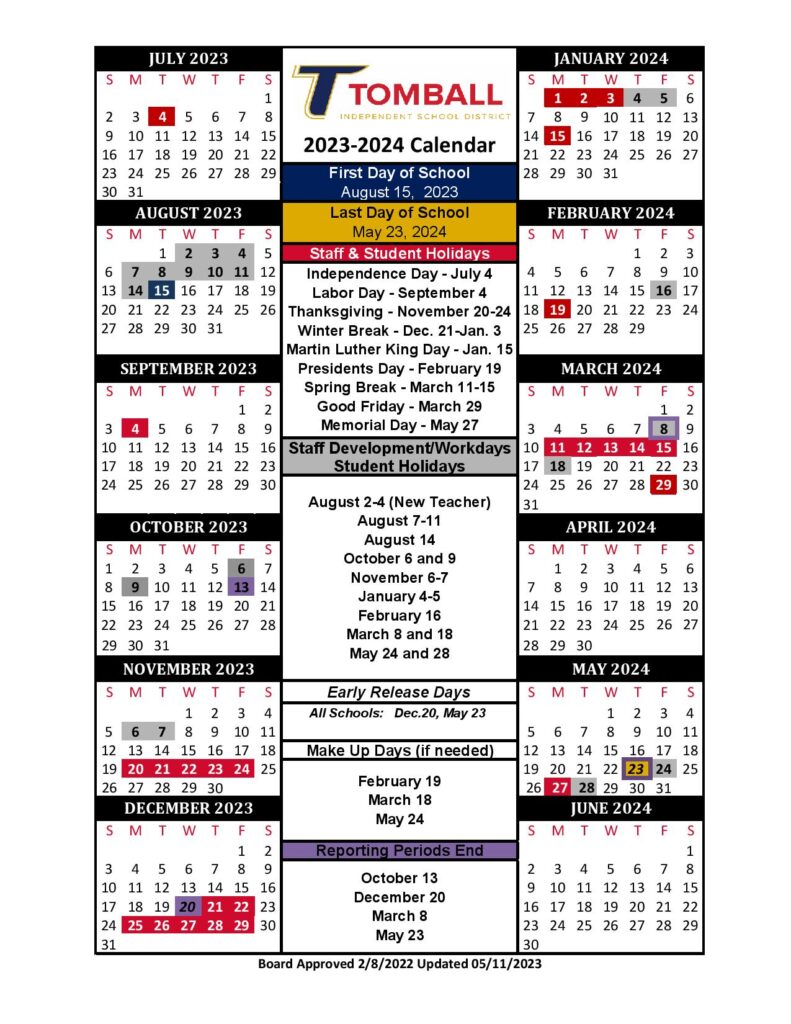 Tomball Independent School District Calendar