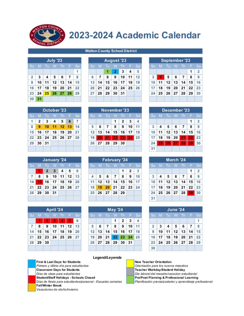 Walton County School District Calendar