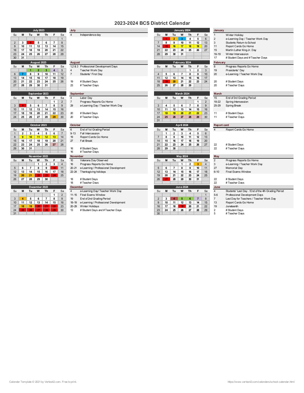 Birmingham City Schools Calendar 20232024 in PDF