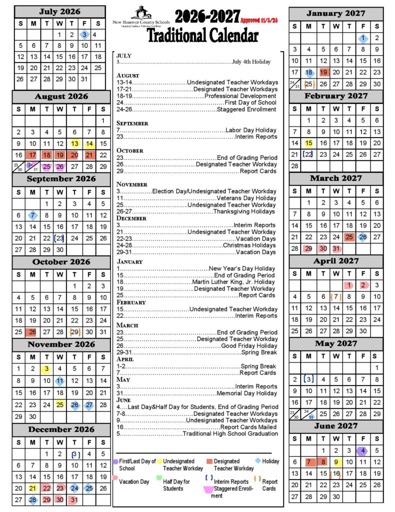 New Hanover County Schools Calendar 2026-2027