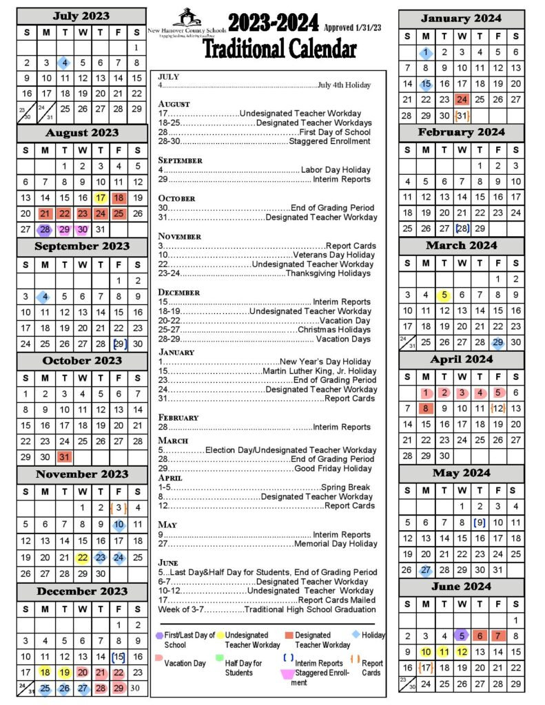New Hanover County Schools Calendar