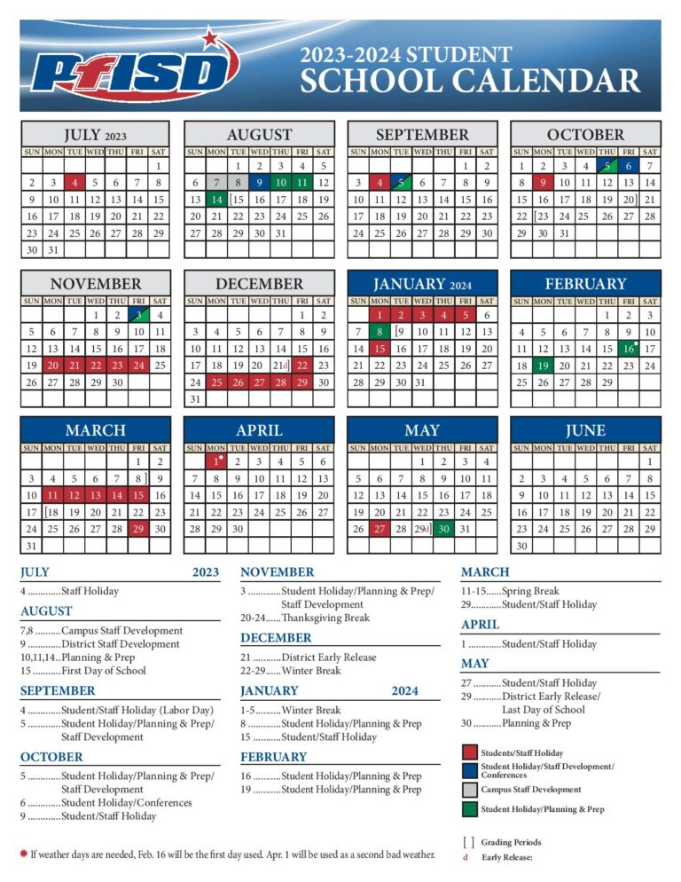 Pflugerville Independent School District Calendar 20232024