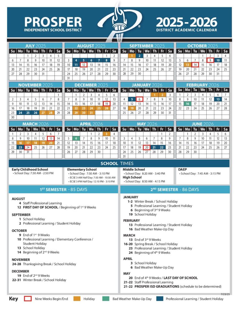 prosper-independent-school-district-calendar-2025-2026