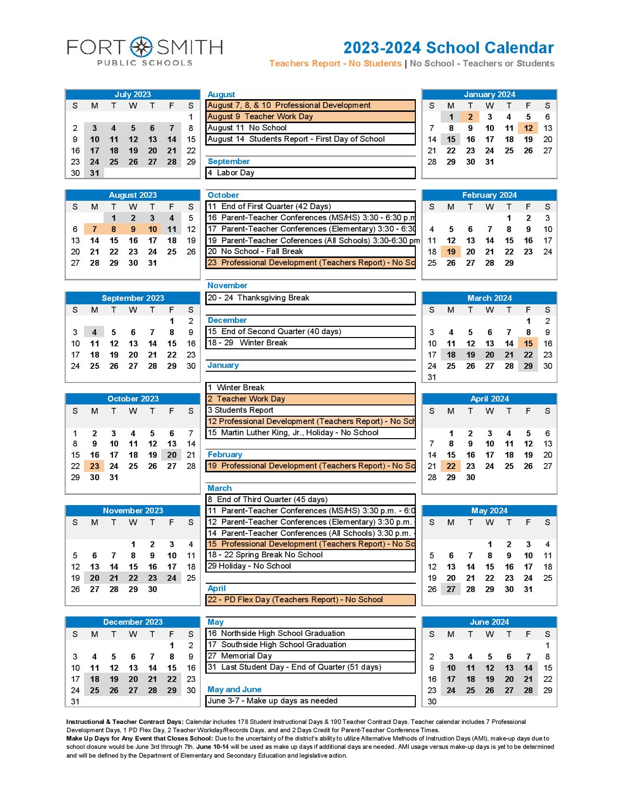 Fort Smith Public Schools Calendar 20232024 (FSPS Calendar)