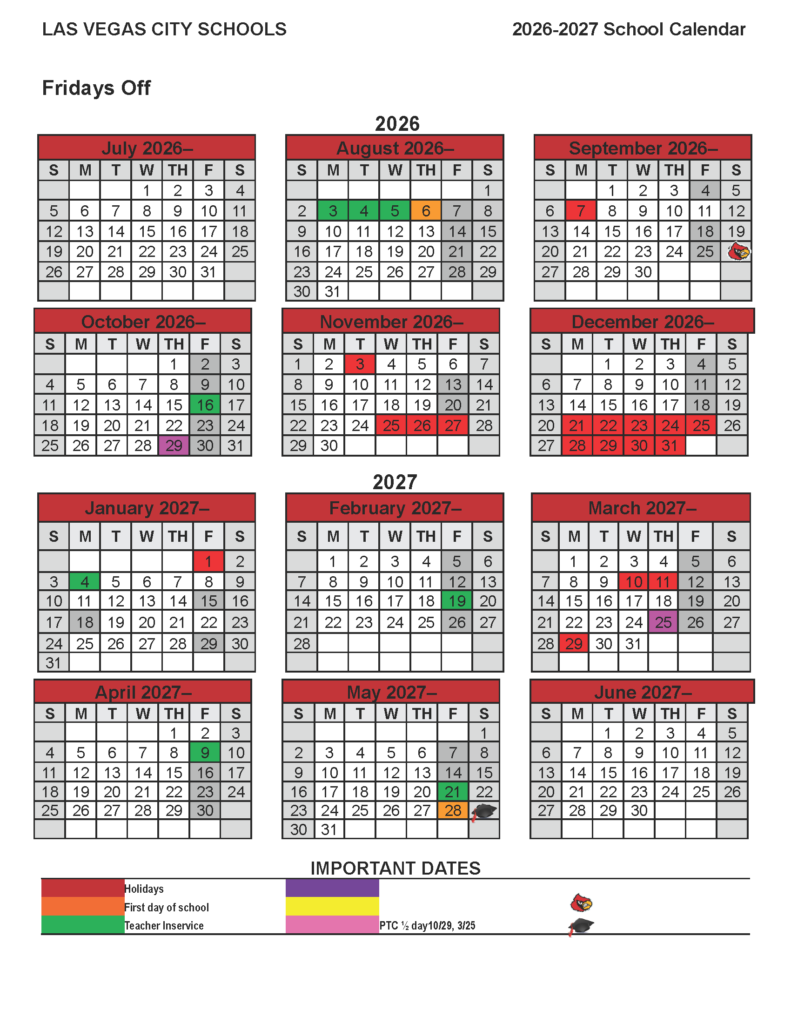 Las Vegas City Public Schools Calendar 2026-2027