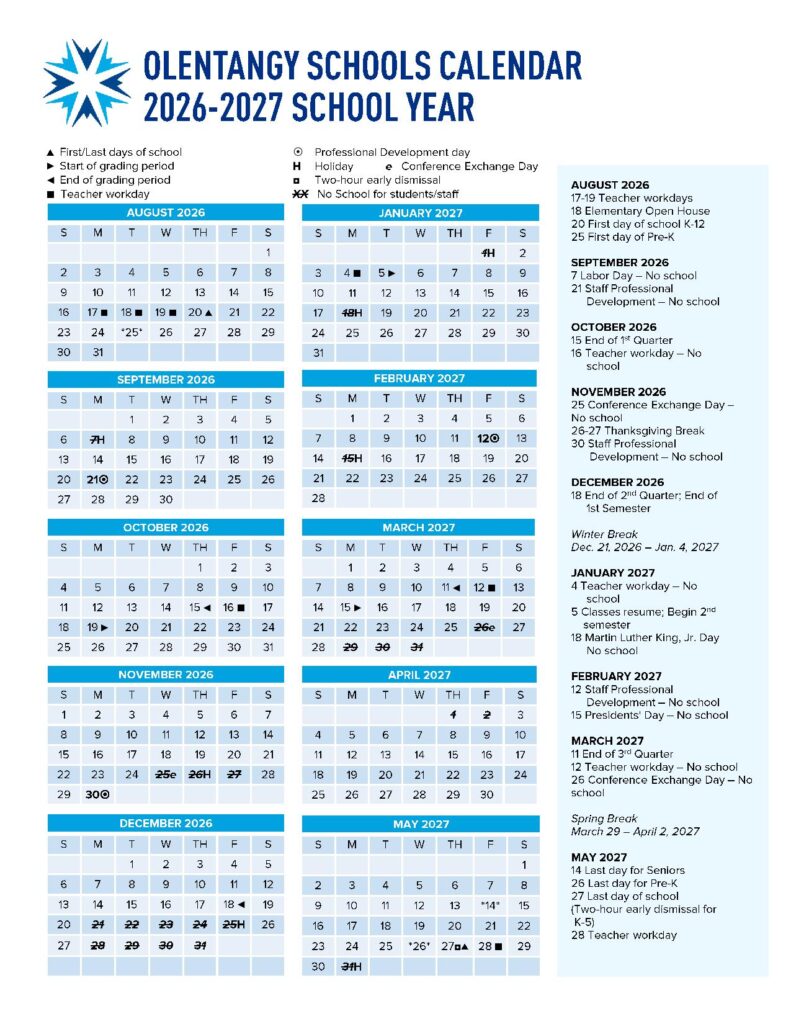 Olentangy Local School District Calendar 2026-2027