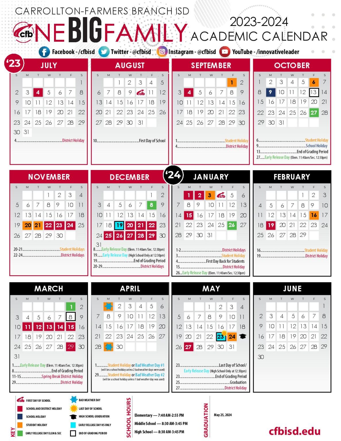 Carrollton Farmers Branch Isd Calendar 202425 Tiffi Lillis