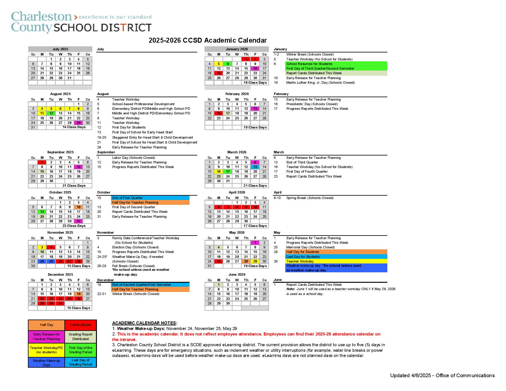 Charleston County School District Calendar 2025 2026 In PDF School charleston-county-school-district-calendar-2025-2026-in-pdf-school