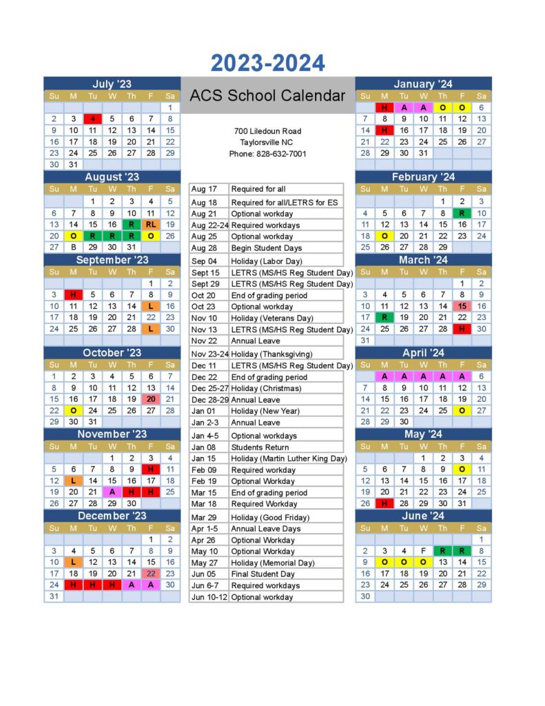 Alexander County Schools Calendar