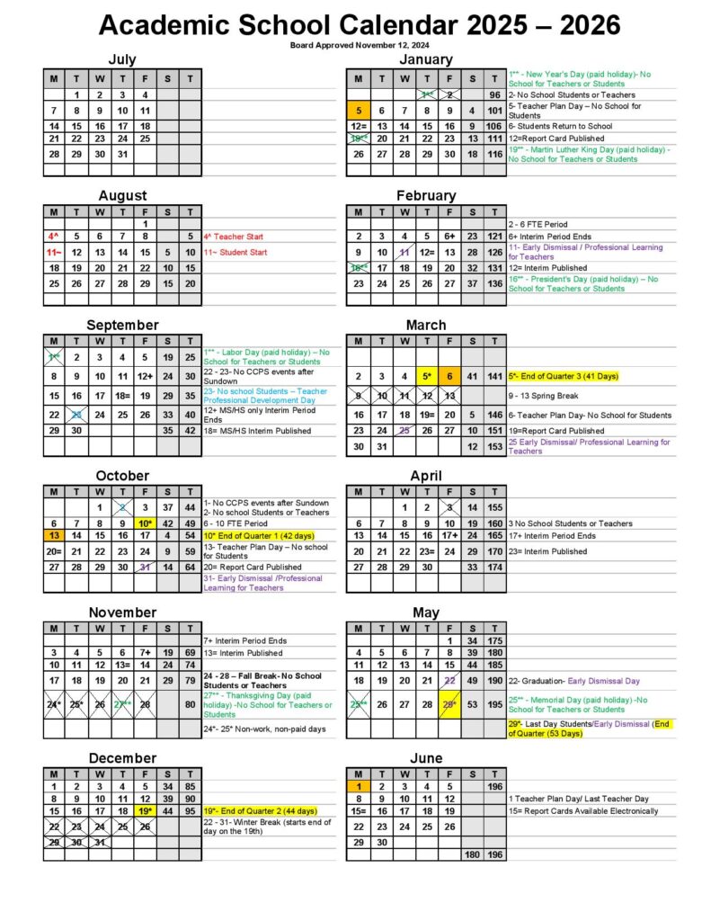 Collier County Public Schools Calendar 2025-2026