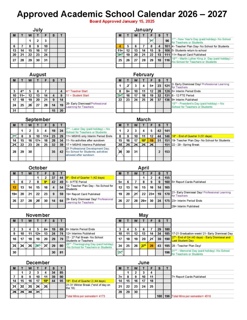 Collier County Public Schools Calendar 2026-2027