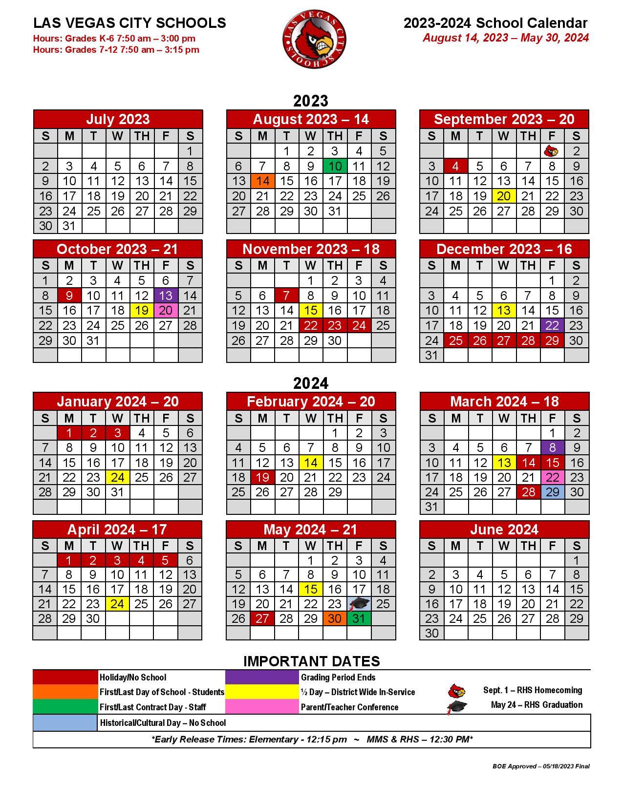 Las Vegas City Public Schools Calendar Holidays 2024