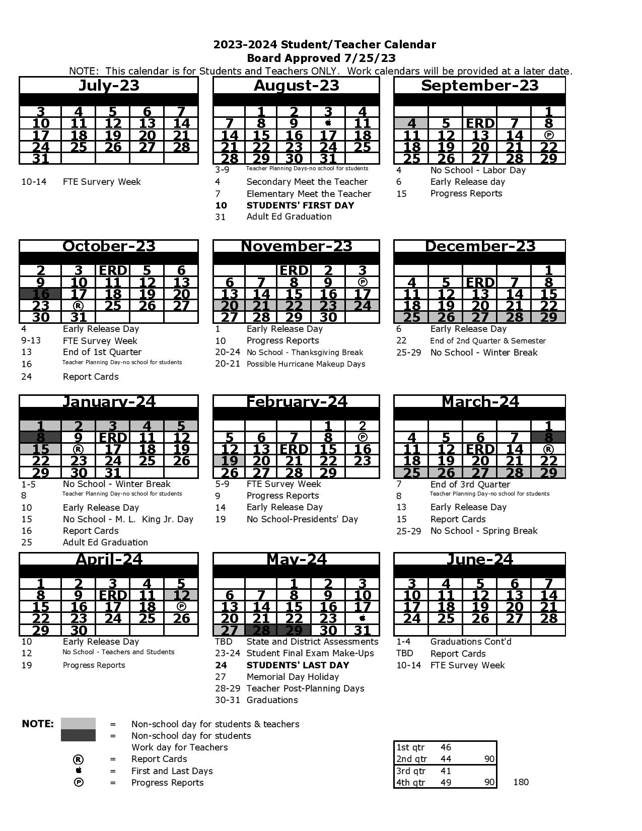 Pasco County Schools Calendar Holidays 2023 2024 PDF