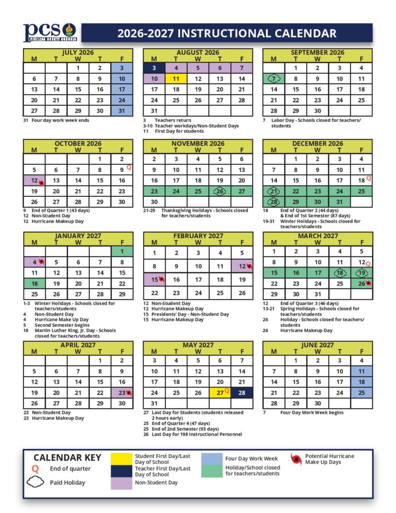 Pinellas County Schools Calendar 2026-2027